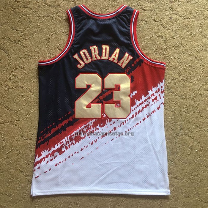 Camiseta Chicago Bulls Michael Jordan NO 23 Mitchell & Ness Negro Rojo